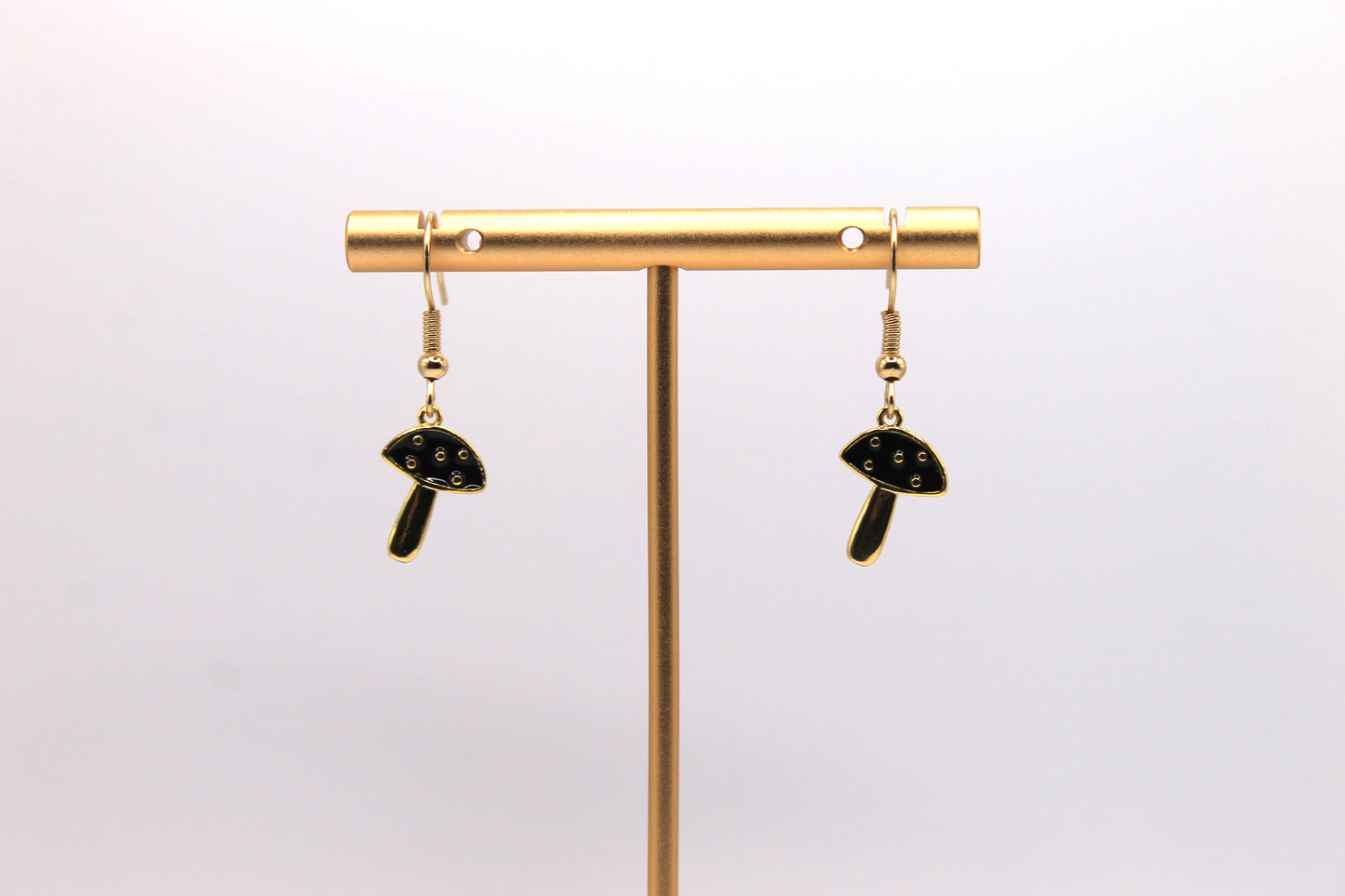 Mini Mushroom Earrings, Black