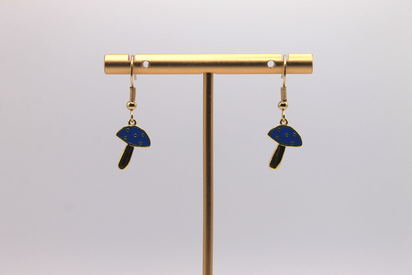 Mini Mushroom Earrings, Blue