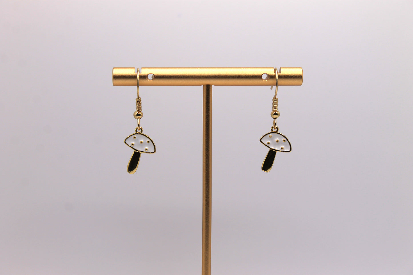 Mini Mushroom Earrings, White