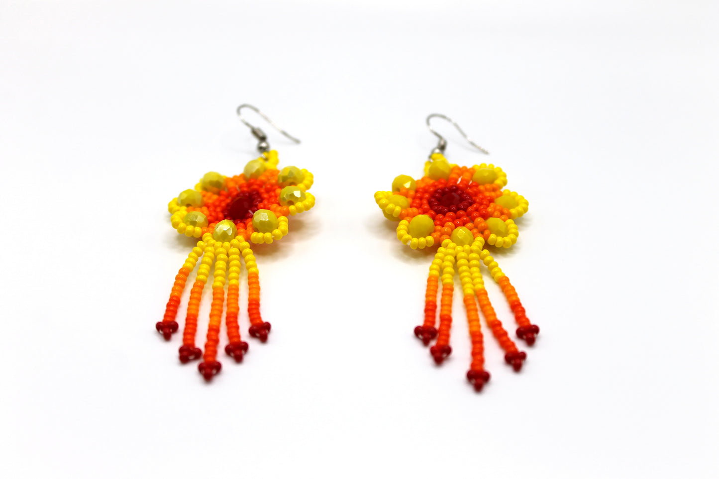 Oaxacan Beaded Floral Earrings Style 8