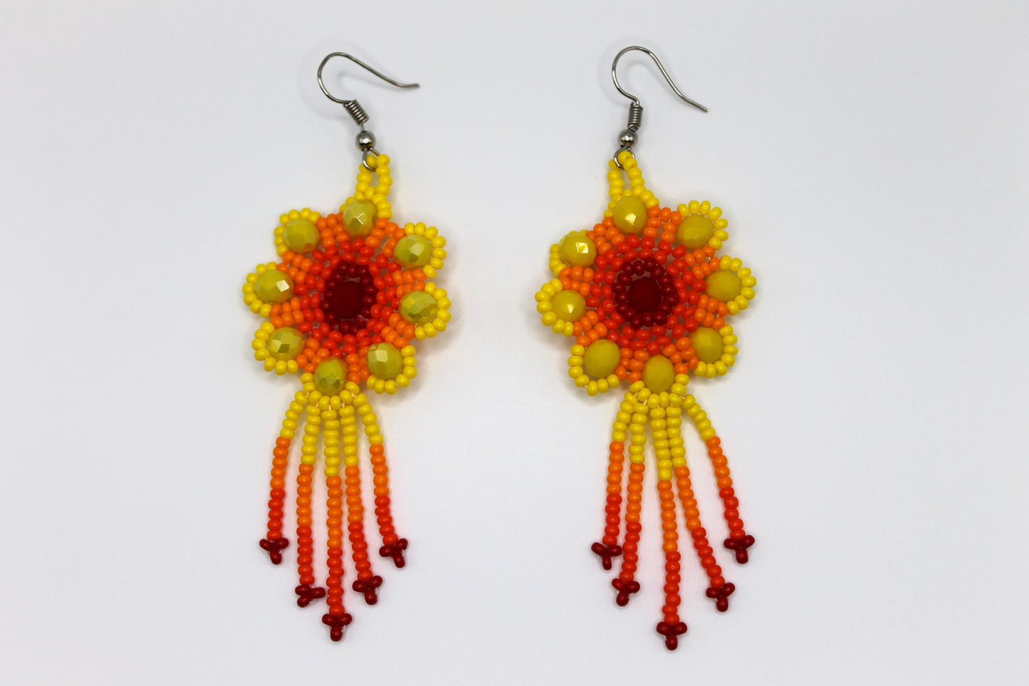 Oaxacan Beaded Floral Earrings Style 8