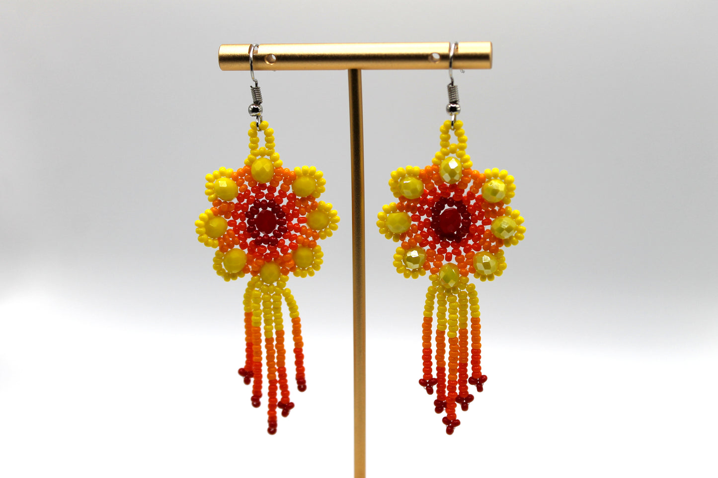Oaxacan Beaded Floral Earrings Style 8