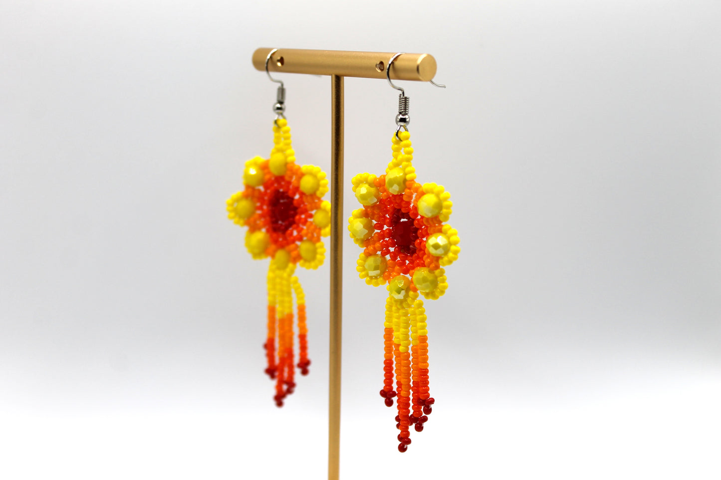 Oaxacan Beaded Floral Earrings Style 8