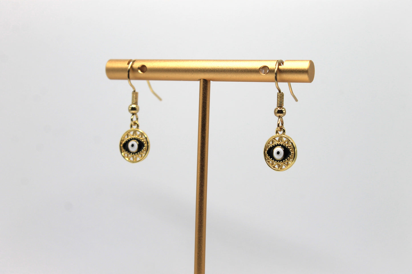 Mini Evil Eye Earrings, Black