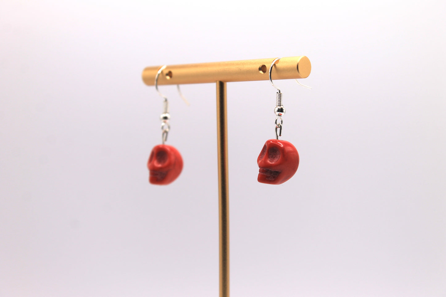 Skull Earrings, Red