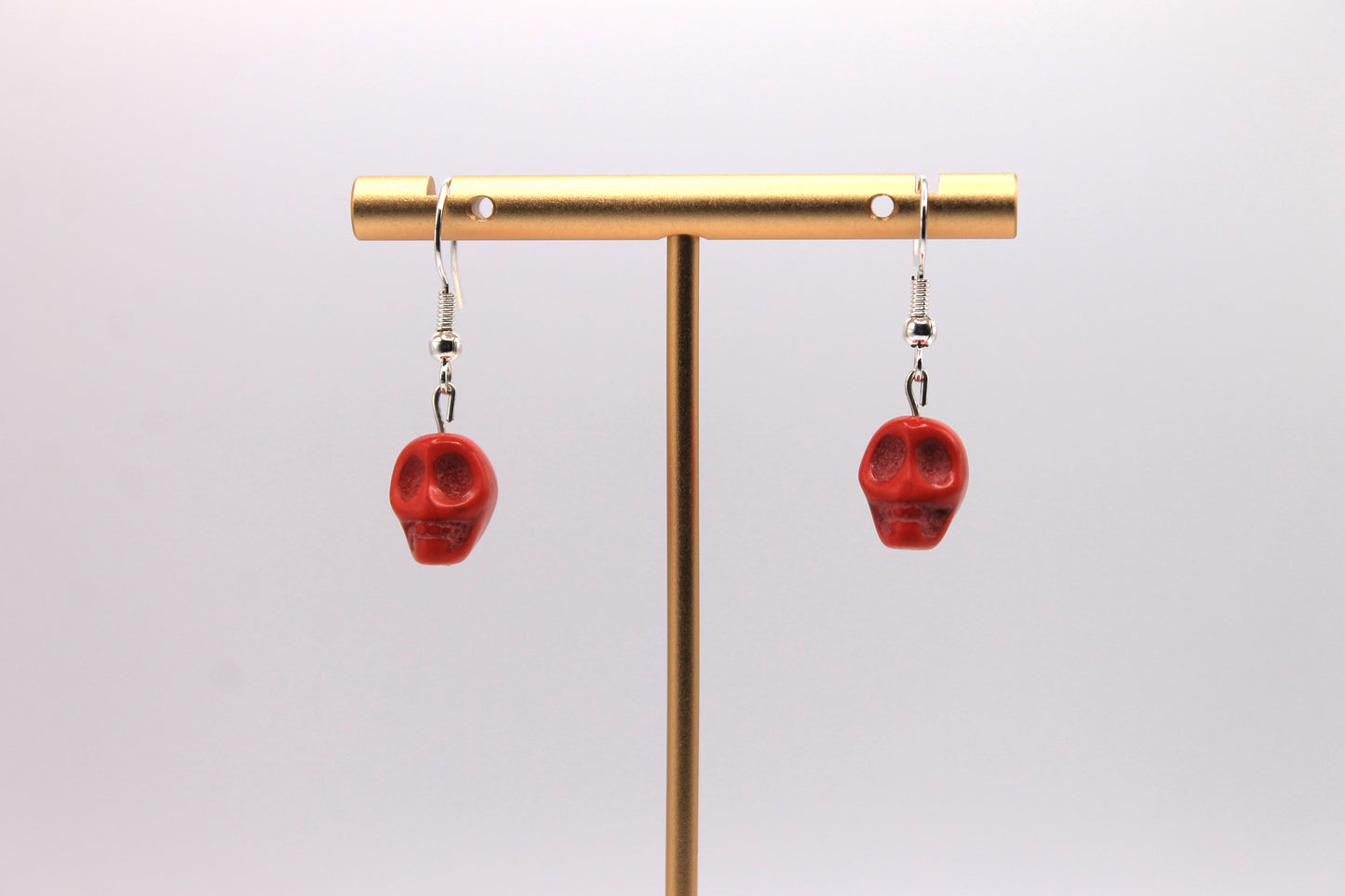 Skull Earrings, Red