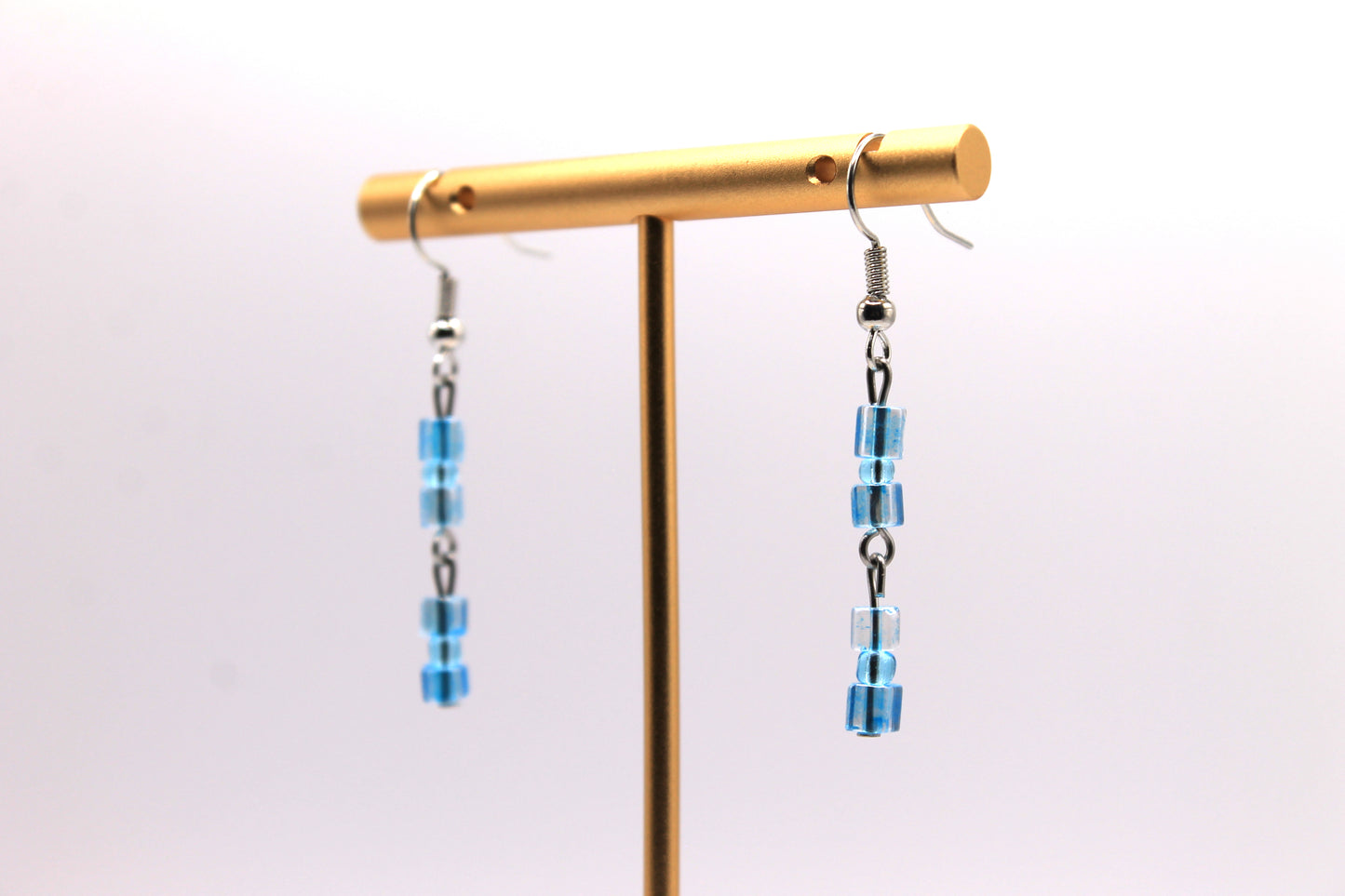 Seed Bead Earrings, Light Blue, Mini