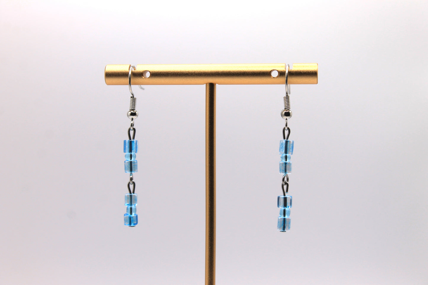 Seed Bead Earrings, Light Blue, Mini