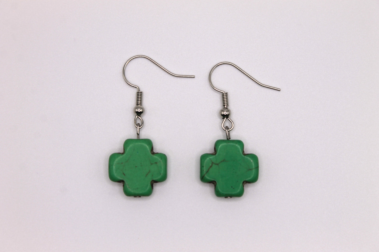 Cross Earrings, Green