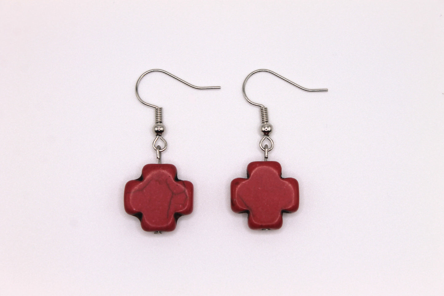 Cross Earrings, Fuchsia