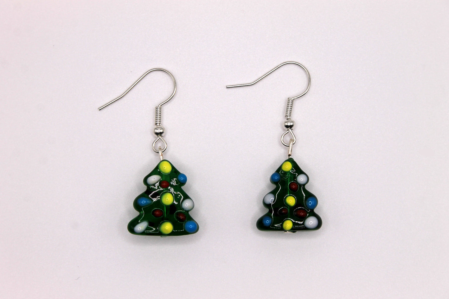 Lampworked Christmas Tree Earrings