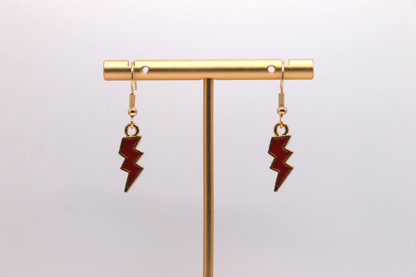 Lightning Bolt Earrings, Red