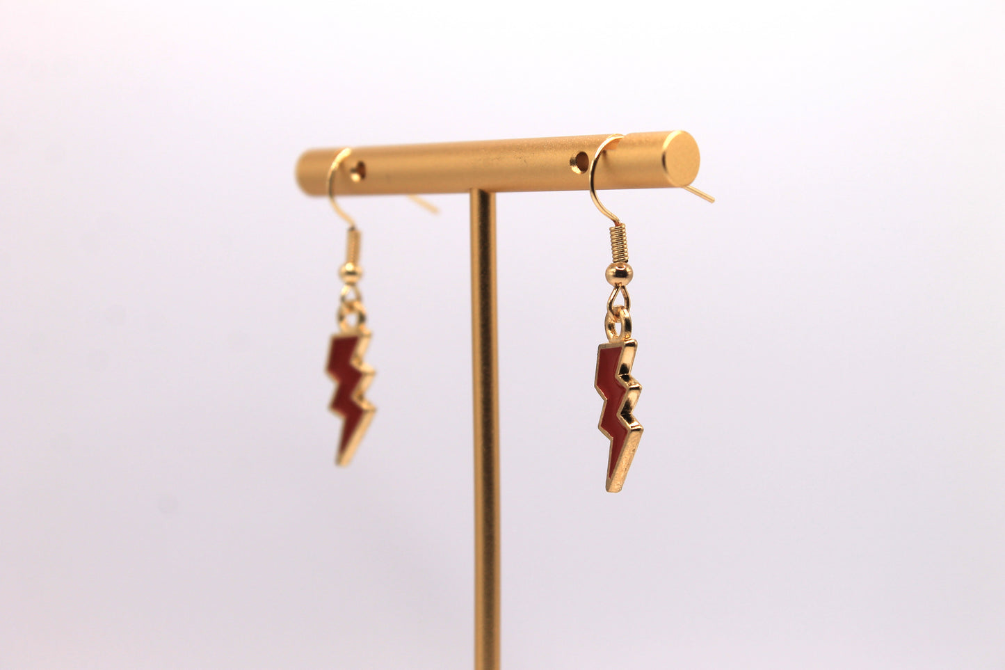 Lightning Bolt Earrings, Red