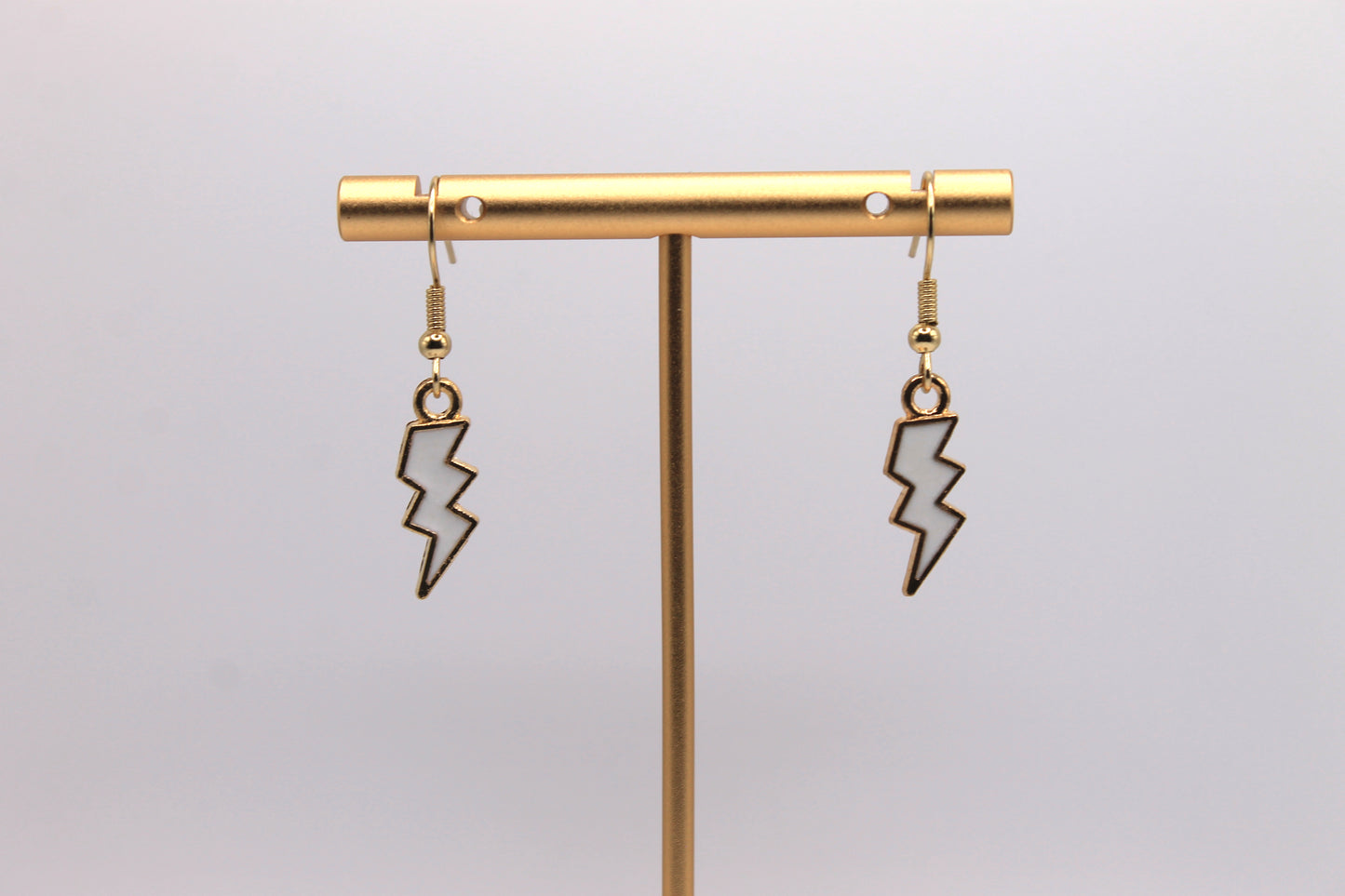 Lightning Bolt Earrings, White