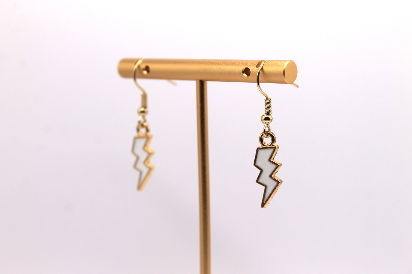 Lightning Bolt Earrings, White