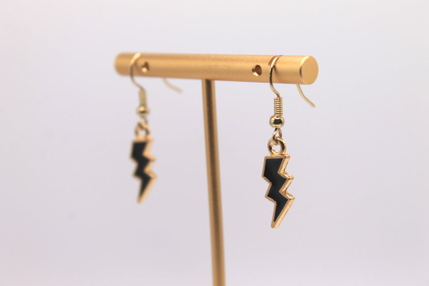 Lightning Bolt Earrings, Black