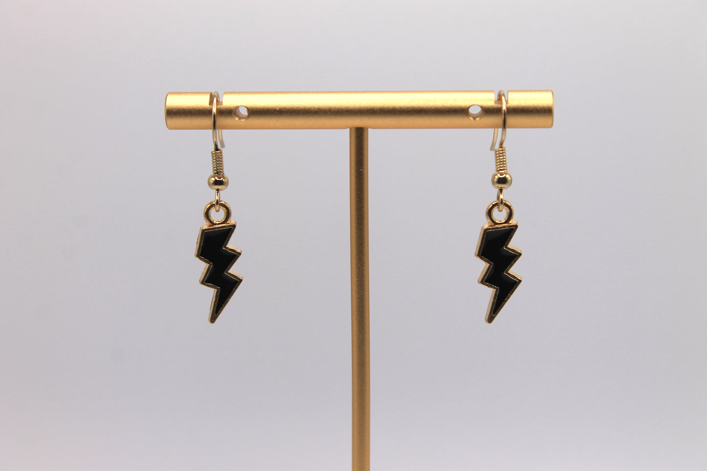 Lightning Bolt Earrings, Black