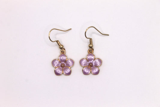 Purple Flower Earrings