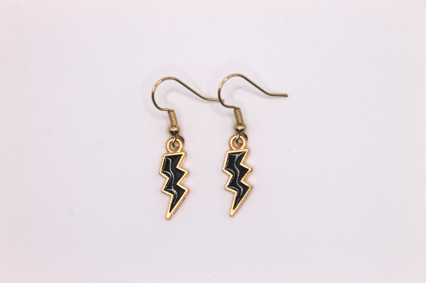 Lightning Bolt Earrings, Black