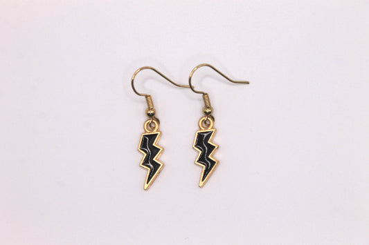 Lightning Bolt Earrings, Black