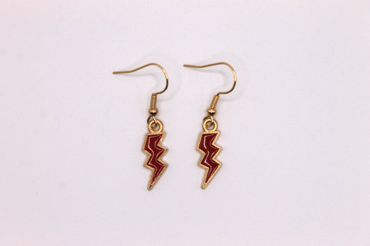 Lightning Bolt Earrings, Red