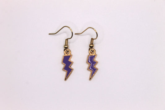 Lightning Bolt Earrings, Purple