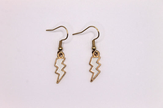 Lightning Bolt Earrings, White