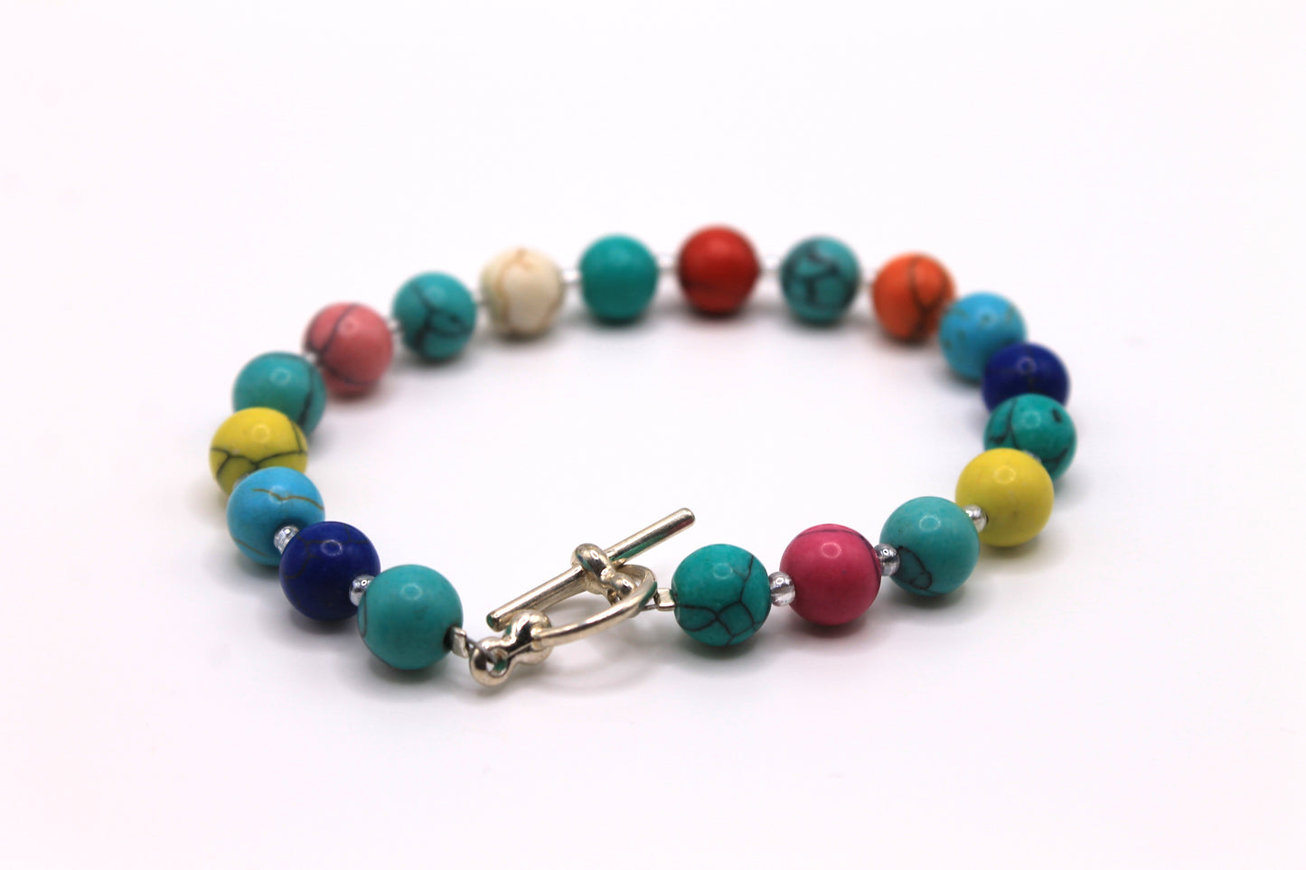 Rainbow Glass Turquoise Bracelet, Blue