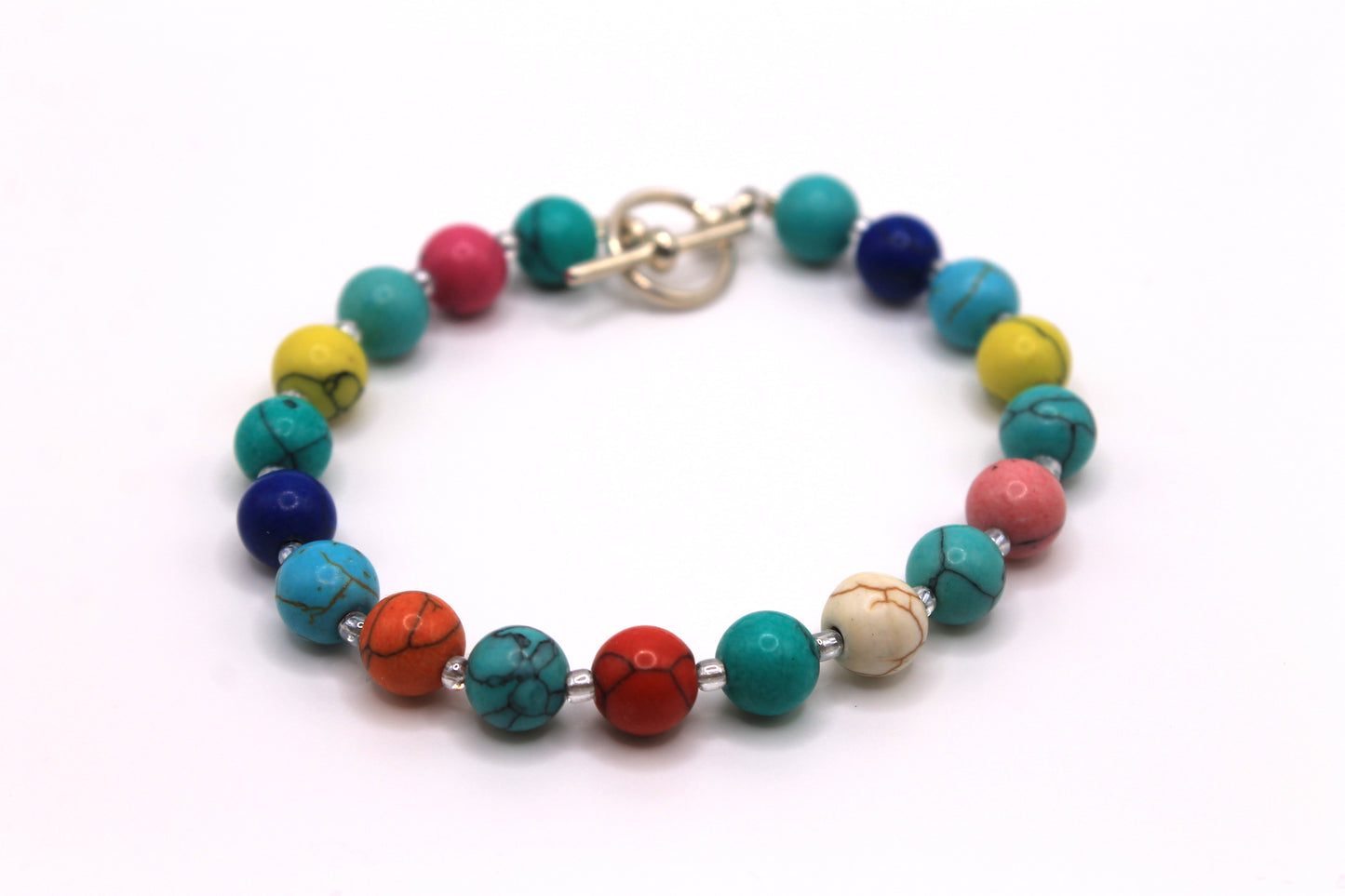 Rainbow Glass Turquoise Bracelet, Blue