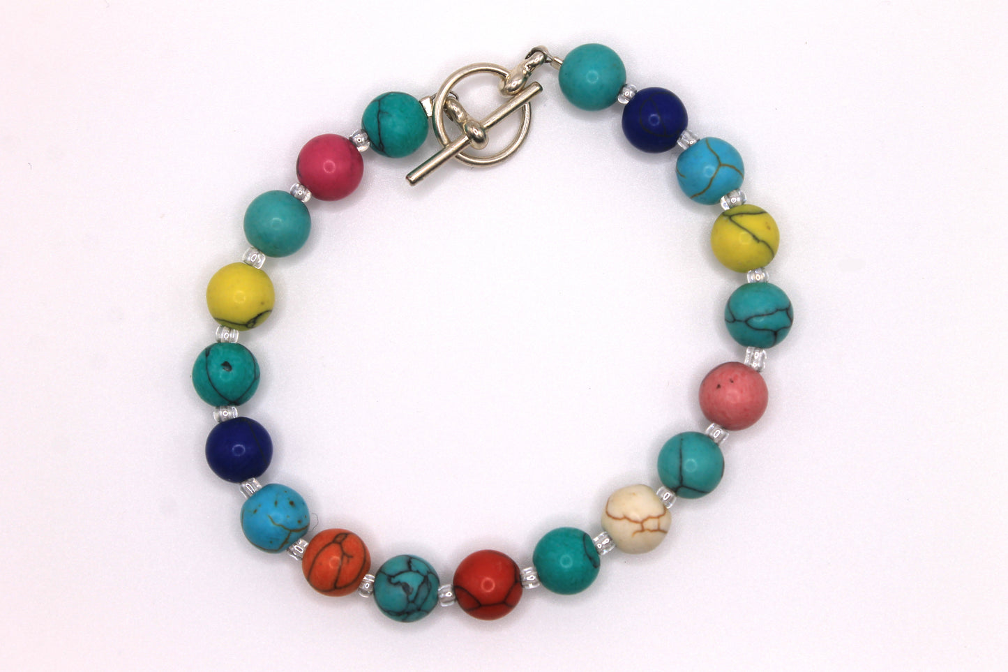 Rainbow Glass Turquoise Bracelet, Blue