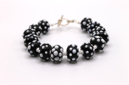 Black and White Lampworked Bracelet