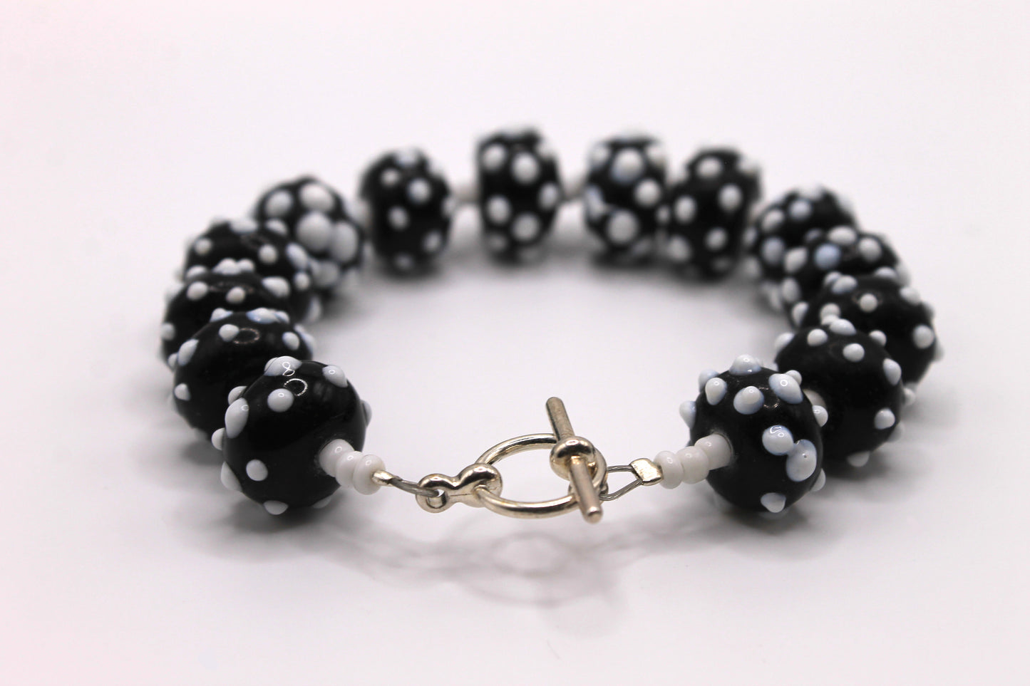 Black and White Lampworked Bracelet