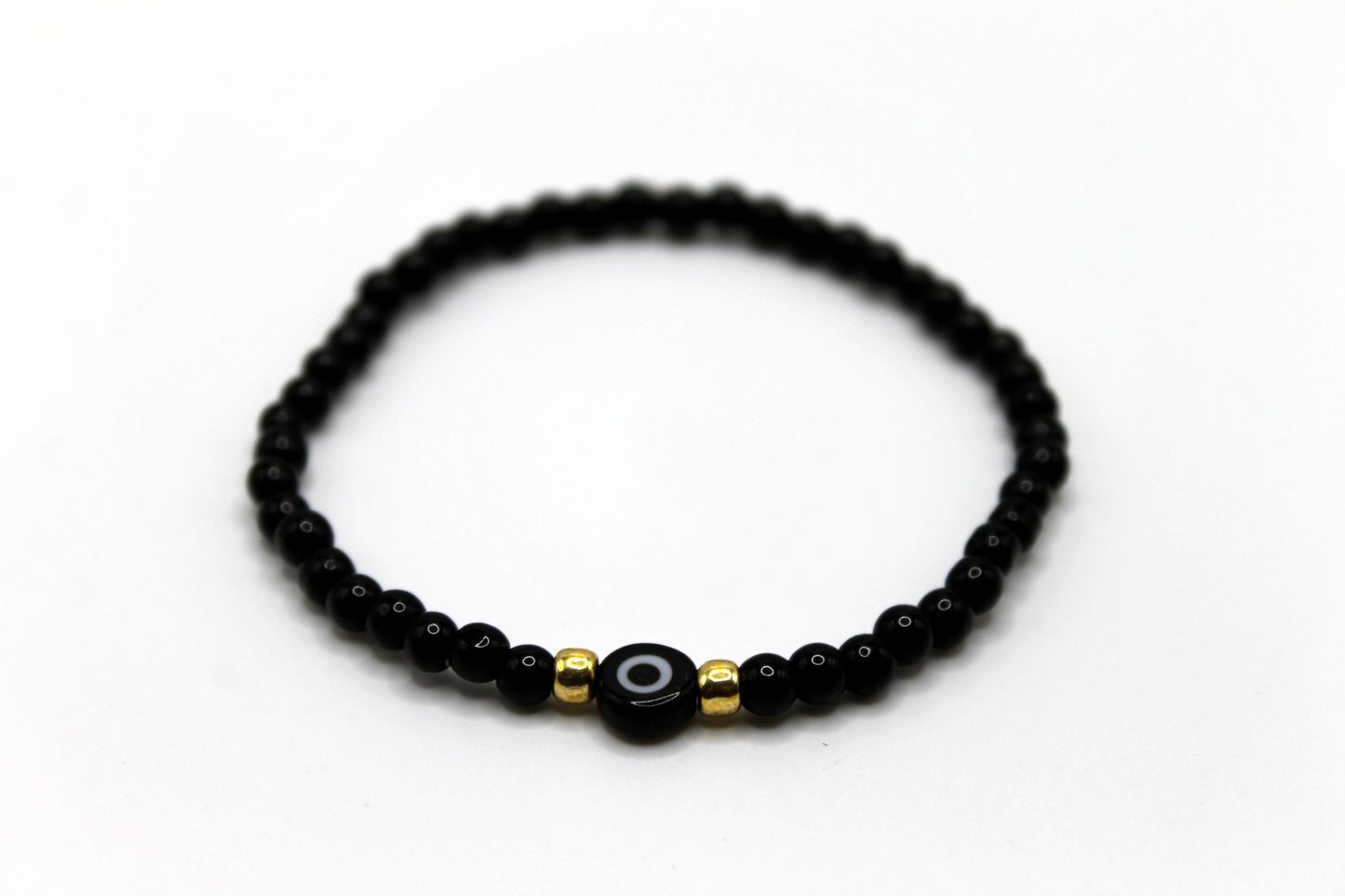 Evil Eye Bracelet, Black w/ Gold Accent