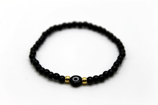 Evil Eye Bracelet, Black w/ Gold Accent