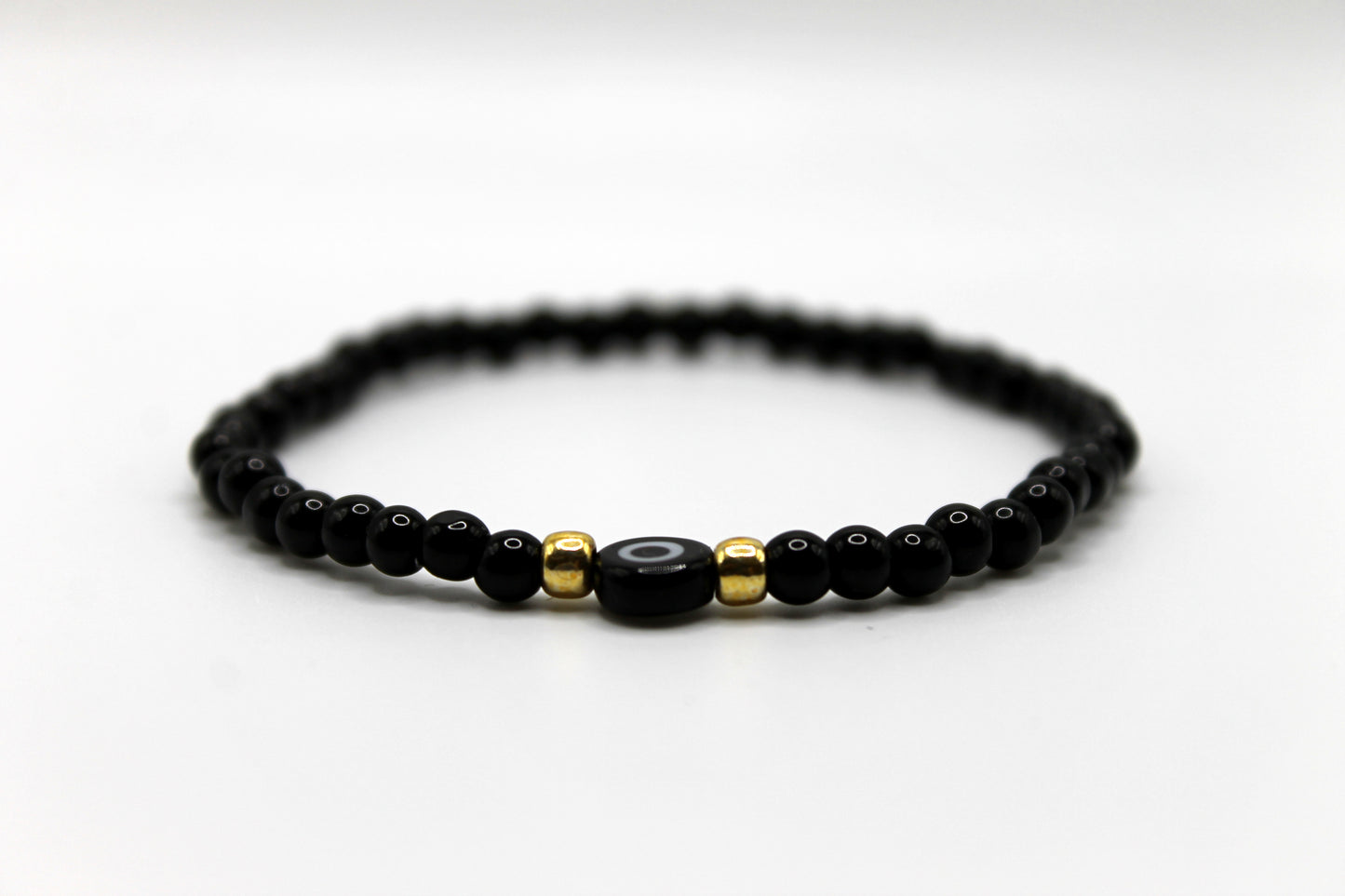 Evil Eye Bracelet, Black w/ Gold Accent