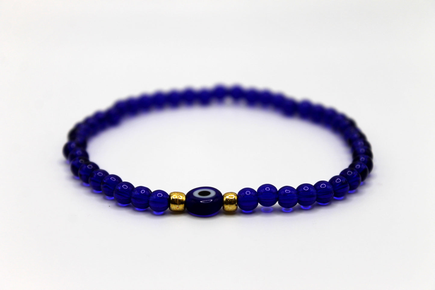 Evil Eye Bracelet, Dark Blue w/ Gold Accent