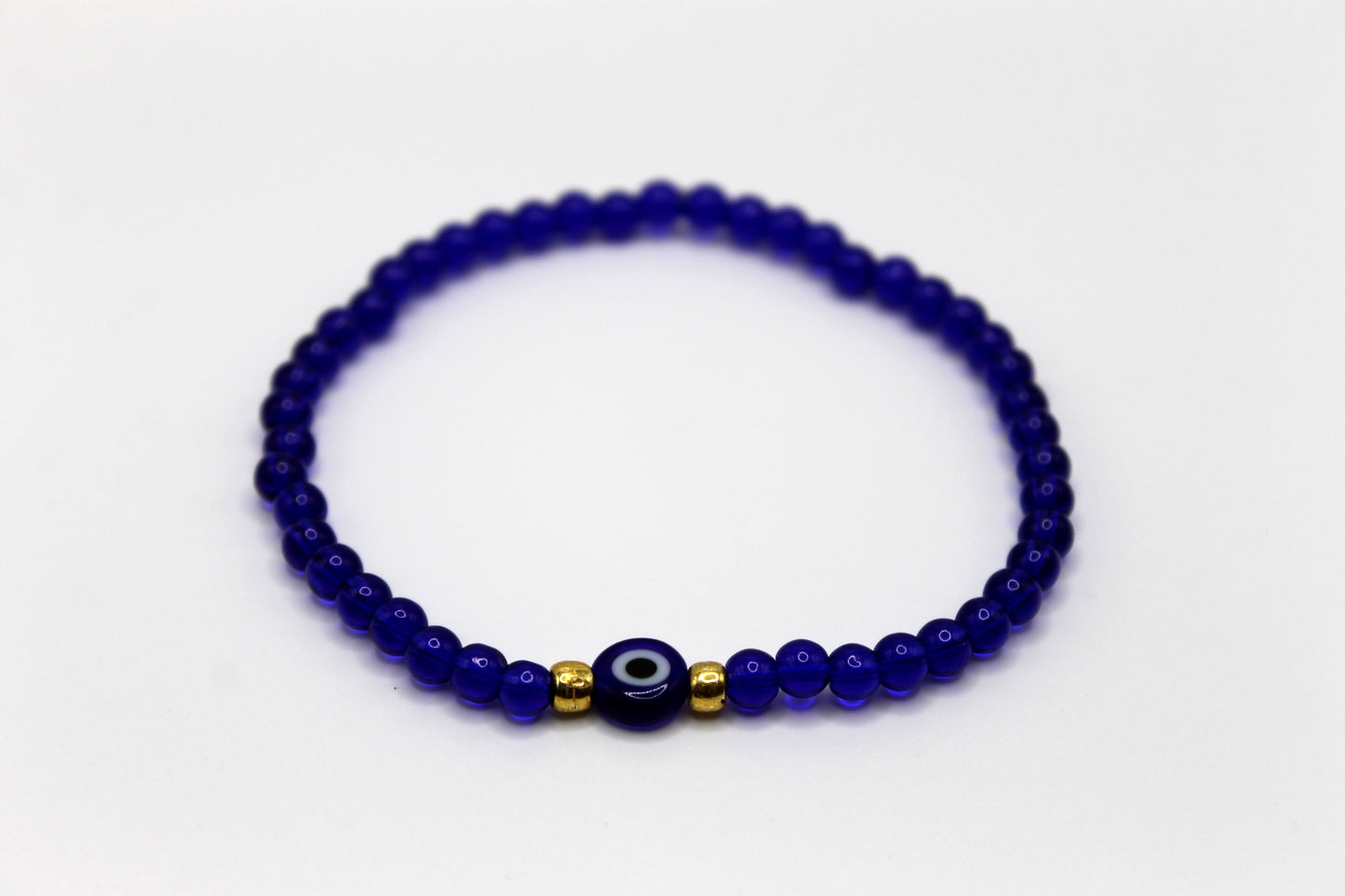 Evil Eye Bracelet, Dark Blue w/ Gold Accent