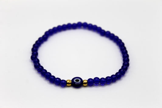 Evil Eye Bracelet, Dark Blue w/ Gold Accent