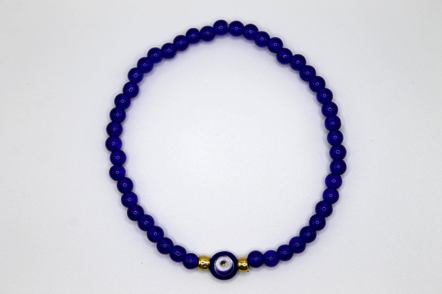 Evil Eye Bracelet, Dark Blue w/ Gold Accent