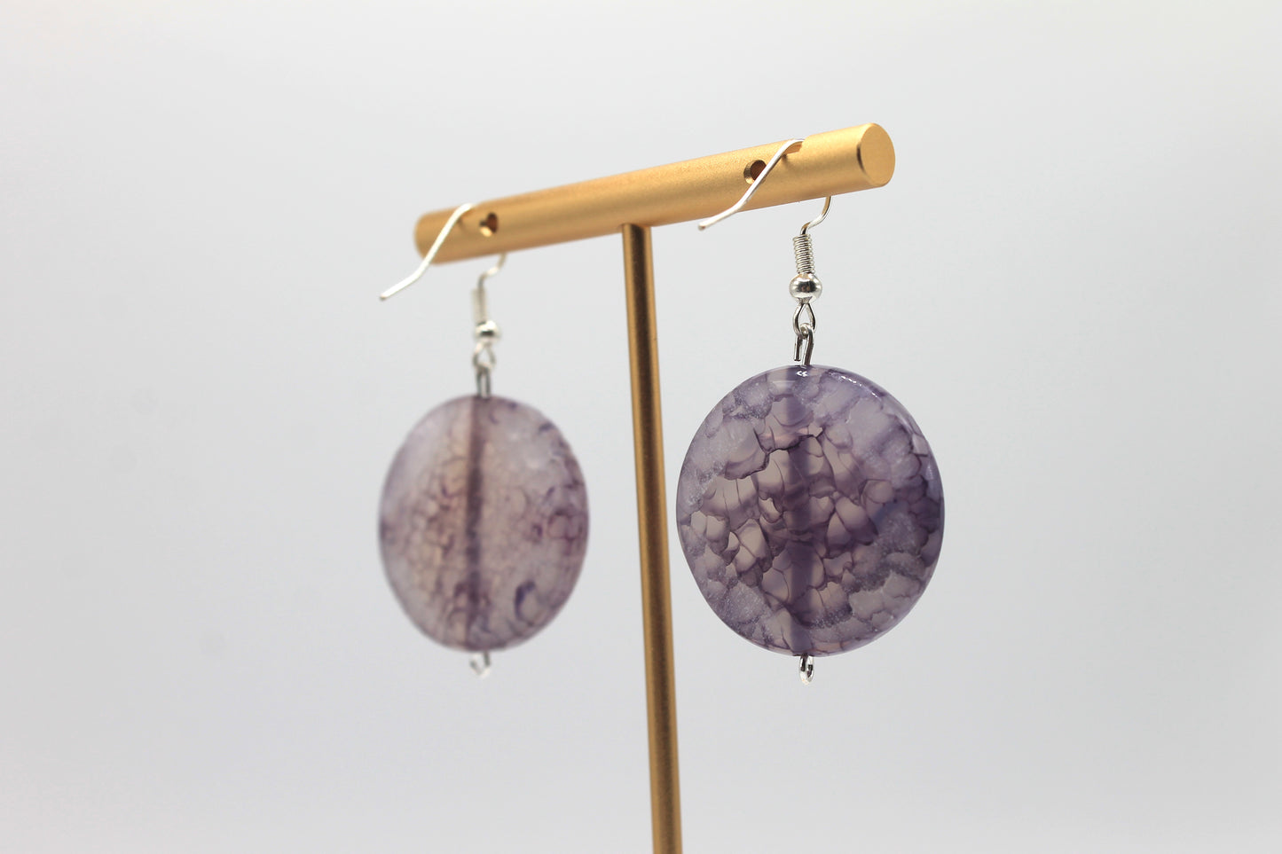 Agate Earrings, Purple