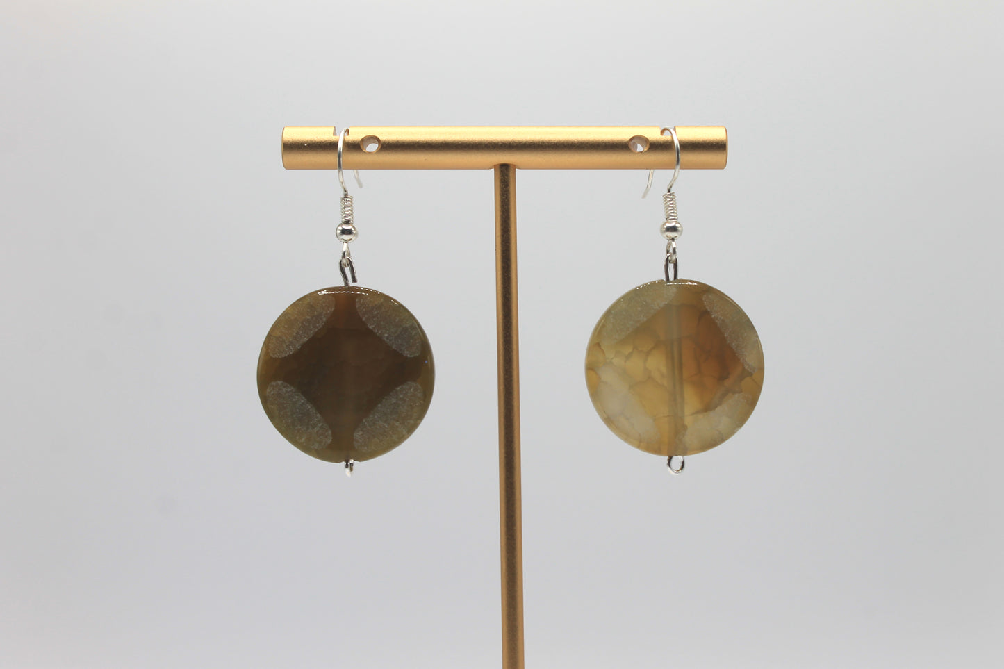 Agate Earrings, Beige