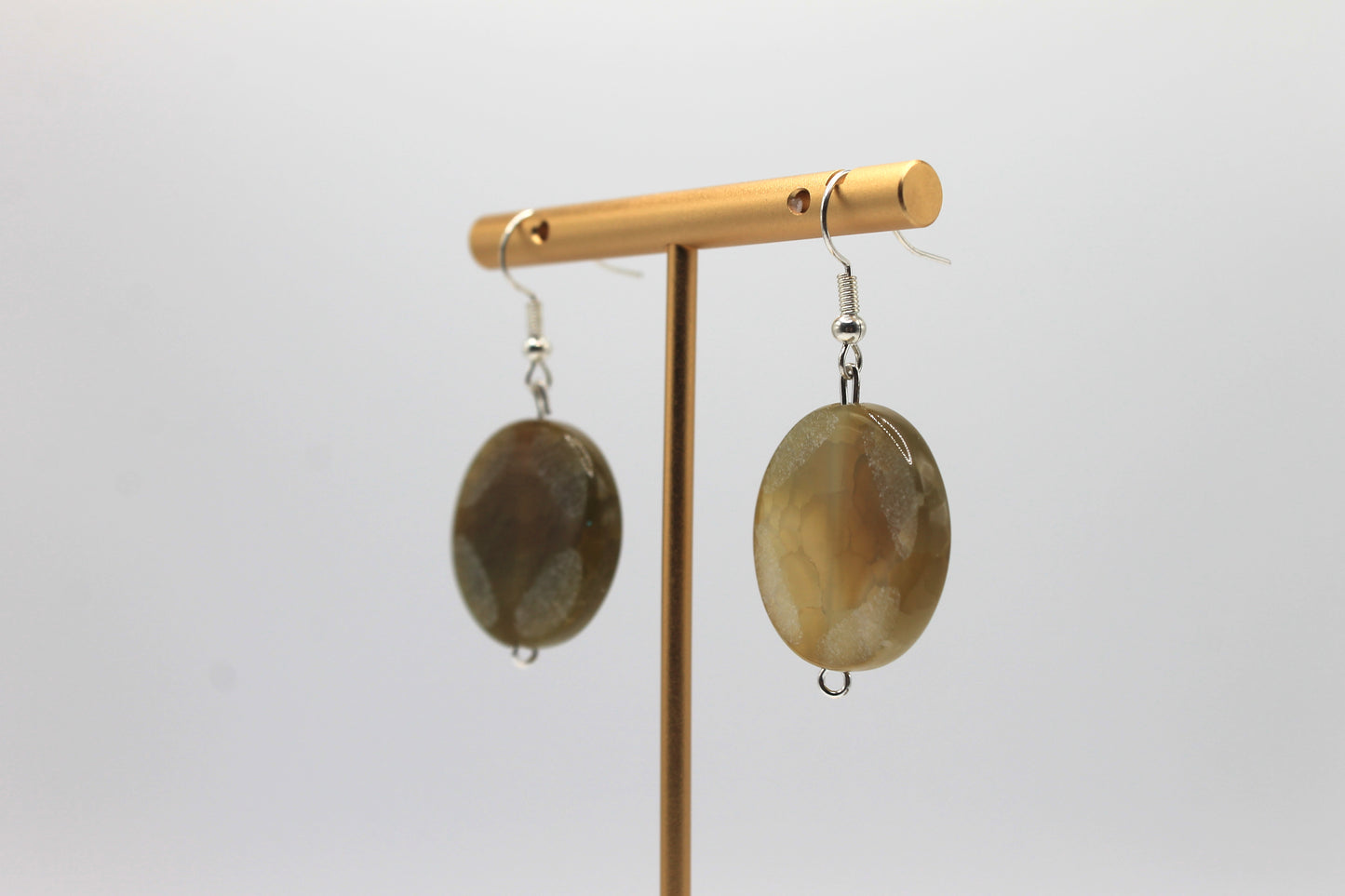 Agate Earrings, Beige