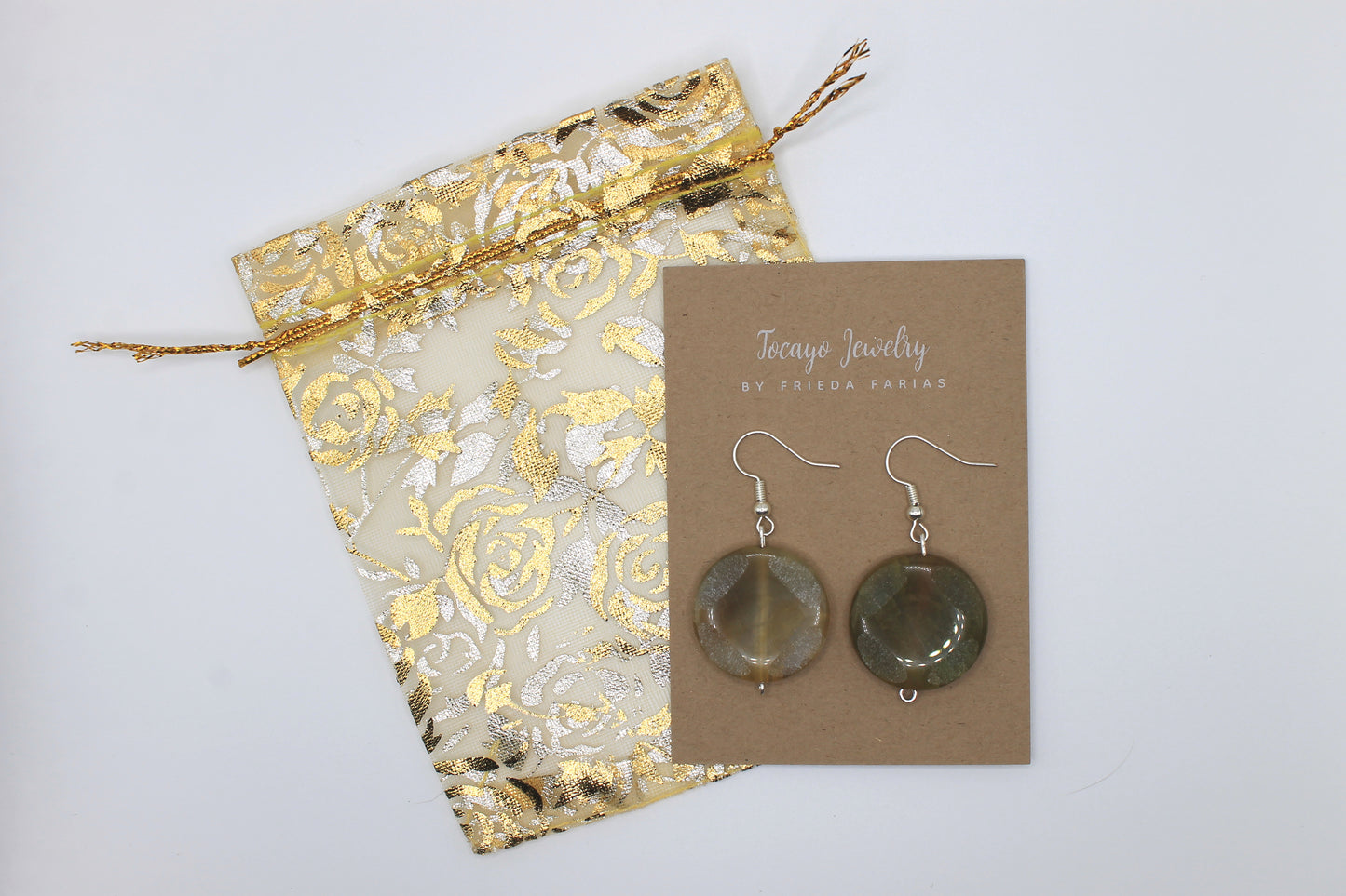 Agate Earrings, Beige