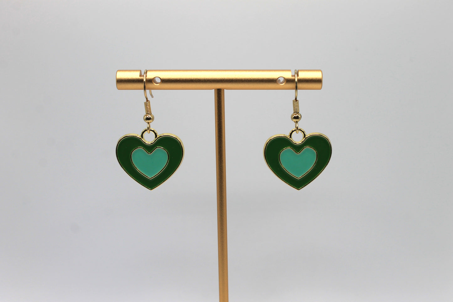 Y2K Inspired Heart Earrings, Green