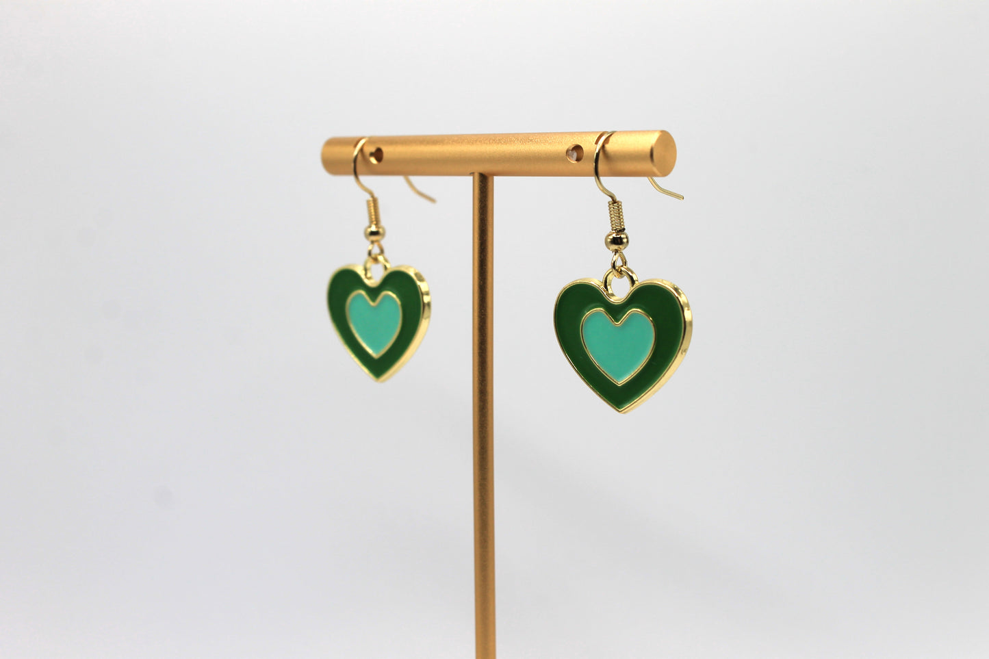 Y2K Inspired Heart Earrings, Green