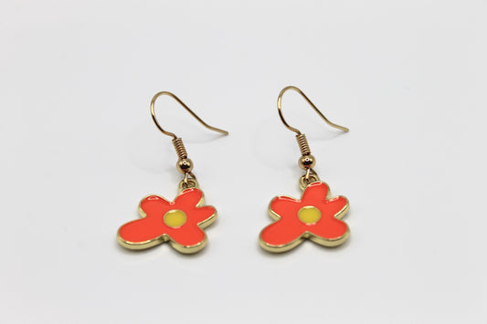 Flower Blob Earrings, Orange