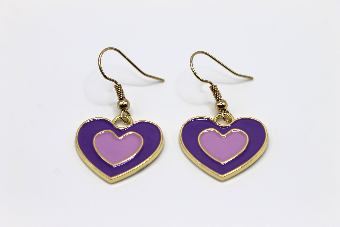 Y2K Inspired Heart Earrings, Purple