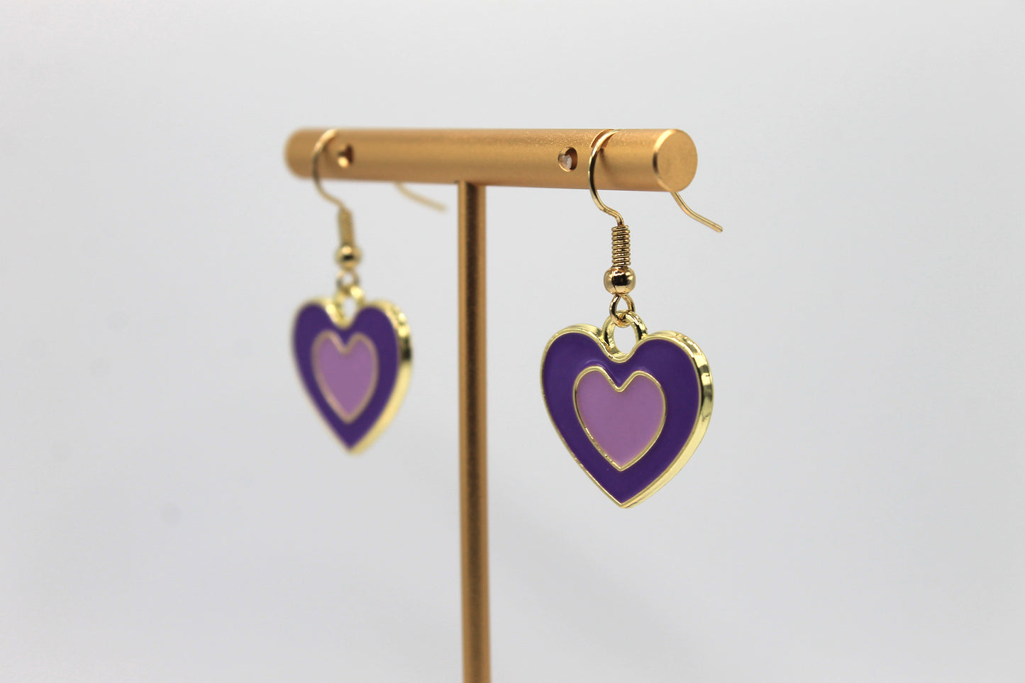 Y2K Inspired Heart Earrings, Purple