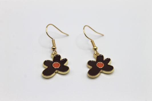 Flower Blob Earrings, Brown