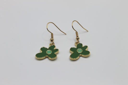 Flower Blob Earrings, Green